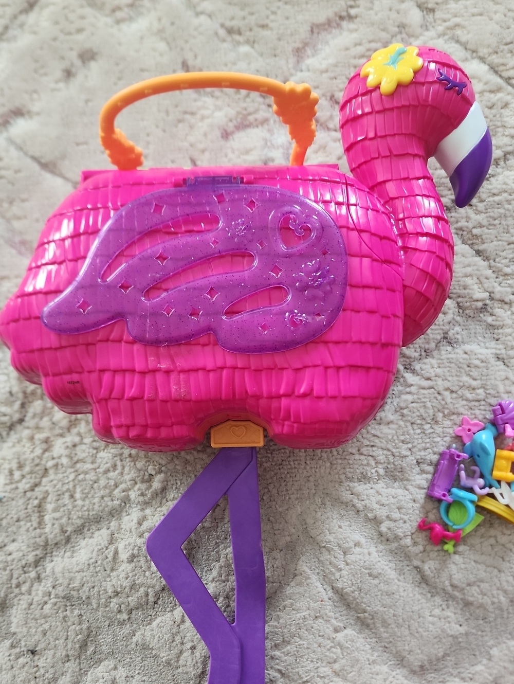 polly pocket Pink Flamingo Carry Case with Purple Accents